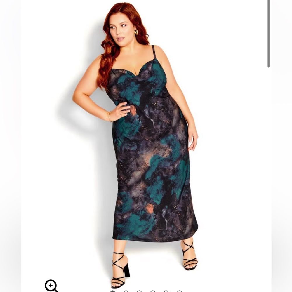 City Chic Black and Teal exotic surface Maxi Dress - Size 14 - NWT